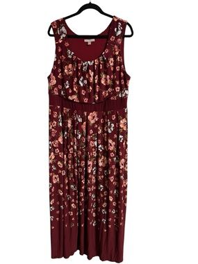Woman Within Burgundy Floral Maxi Dress